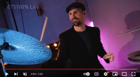 Brighton Drum Teacher playing drums At Alive Network